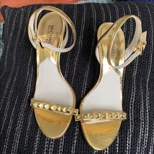 Gold snake skin heels